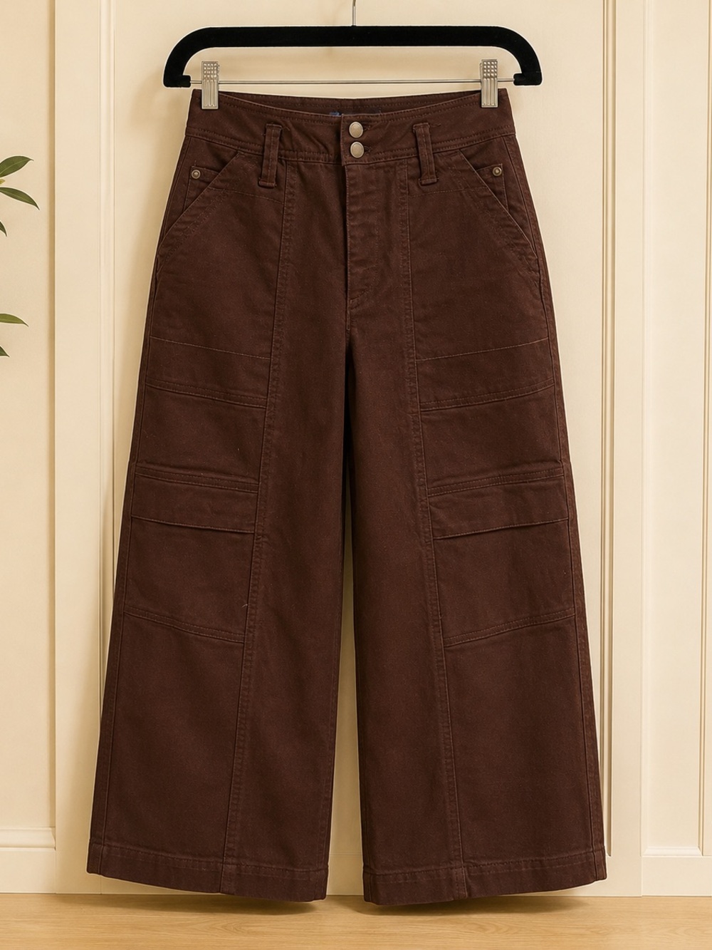 DEMOCRACY Brown Wide Leg Petite Pants,  Size 2P, Vintage inspired - Picture 3 of 6